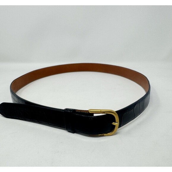 Genuine Alligator Black Belt Size 38 Womens Made In Spain 1” Wide Vintage main image 10